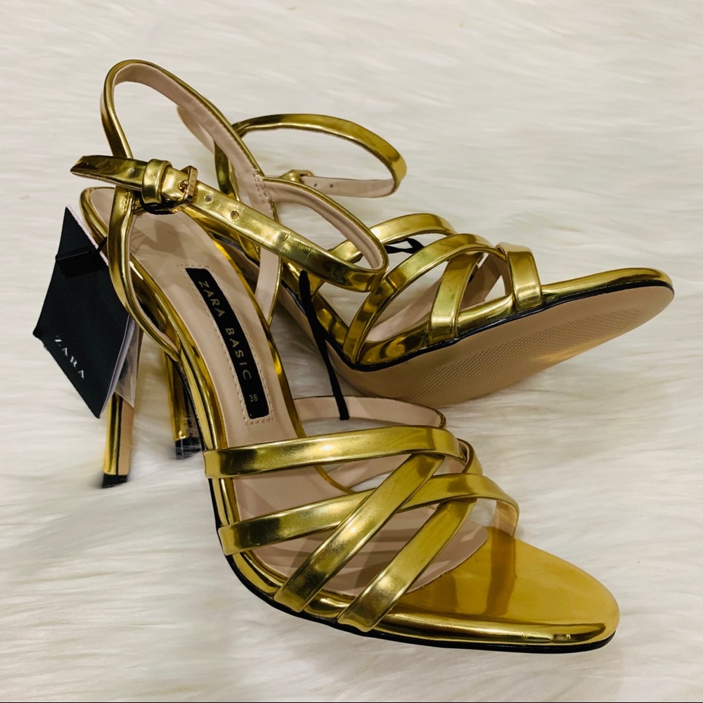 LAST ONE • NWT • Zara • Laminated Strappy Sandals - Picture 7 of 8